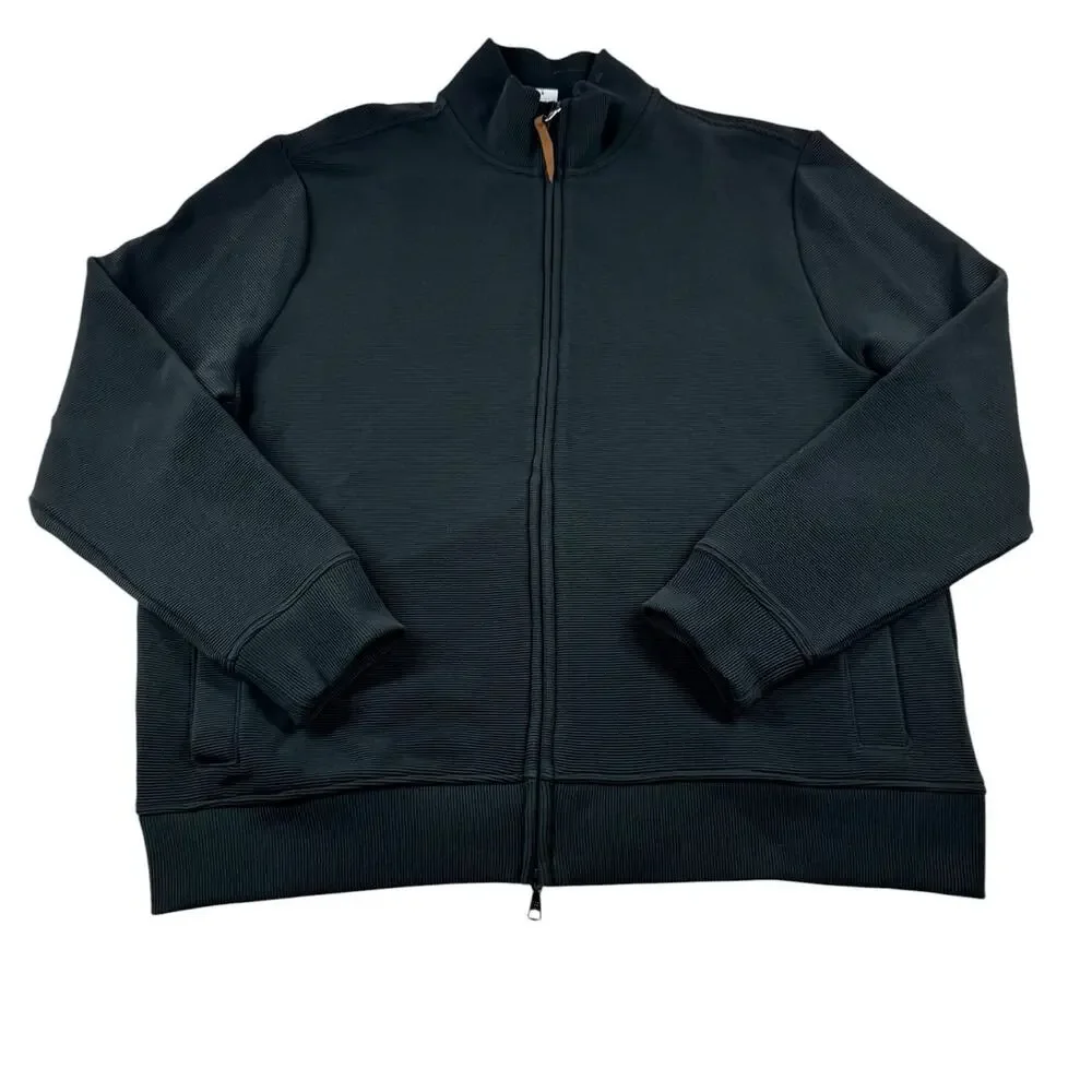 Banana Republic Ottoman Full Zip Jacket Mens XL Ribbed Black Knit Sweater Coat